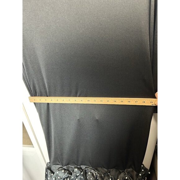 Vintage 80s Partridge in A Pear Tree Black Party Dress Sz L Polka Dot Ruffle Hem - Picture 6 of 11